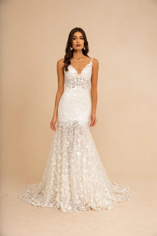 Wedding Dresses with Beaded Waistbands and Tiered Skirts and Lace Overlay for a Glamorous and Feminine LookTara Lauren Assouline Gown Wedding Dresses with Beaded Waistbands and Tiered Skirts and Lace Overlay for a Glamorous and Feminine LookTara Lauren Assouline Gown