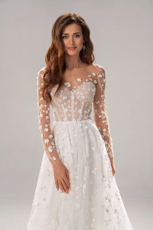 One Shoulder Wedding Dresses with Ruffled Sleeve for a Dramatic EffectYaroslavna