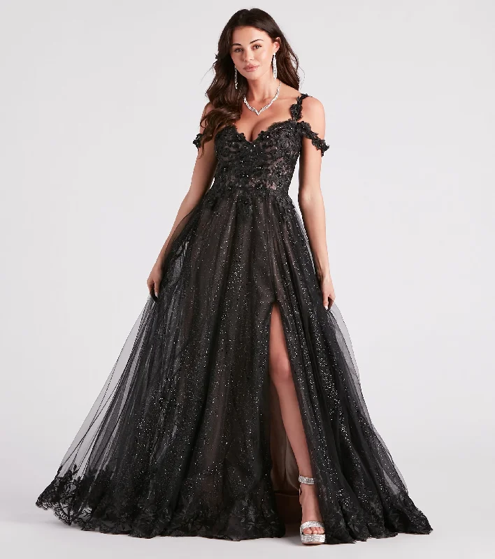 Party Dresses with Tassel Hem and Metallic Lace and Sequined Geometric Shapes for Ladies' Boho and Modern LookAdele Lace Glitter Cold Shoulder Ball Gown Party Dresses with Tassel Hem and Metallic Lace and Sequined Geometric Shapes for Ladies' Boho and Modern LookAdele Lace Glitter Cold Shoulder Ball Gown