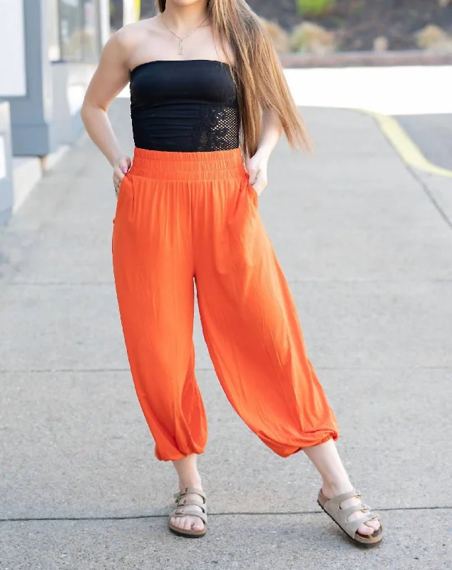 Embroidered denim pants for women in a unique lookAli Pant In Rust