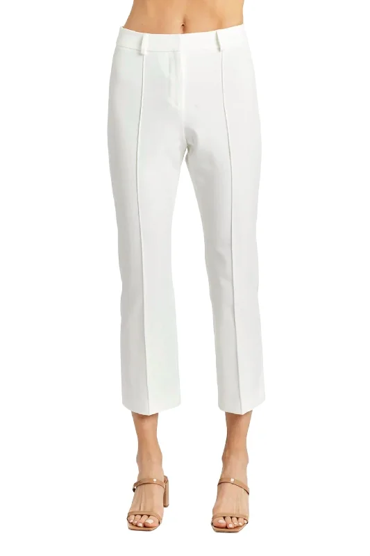 Embroidered wide leg linen pants for women in a natural and elegant styleAngelica Pants In White