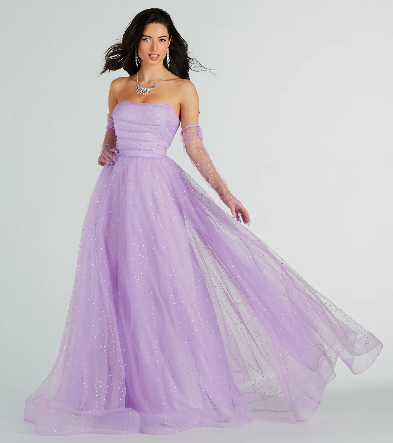 Organza Party Dresses with Sparkly Appliques for Ladies' Delicate and Dreamy LookBrie Glitter Polka Dot Tulle Ball Gown With Gloves Organza Party Dresses with Sparkly Appliques for Ladies' Delicate and Dreamy LookBrie Glitter Polka Dot Tulle Ball Gown With Gloves