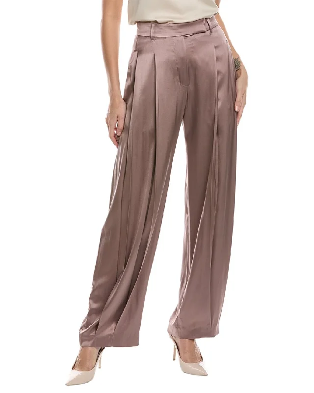Solid color wide leg denim pants for women in a minimalist and trendy styleBrunello Cucinelli Silk-Blend Pant Solid color wide leg denim pants for women in a minimalist and trendy styleBrunello Cucinelli Silk-Blend Pant