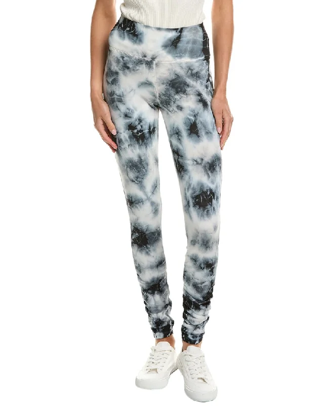 Leather look wide leg denim pants for women in a bold and stylish lookChaser Lounge Knit Shirred Legging