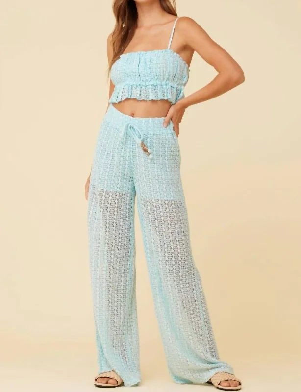 Ankle - length pants for women in a versatile styleCrochet Pants In Blue