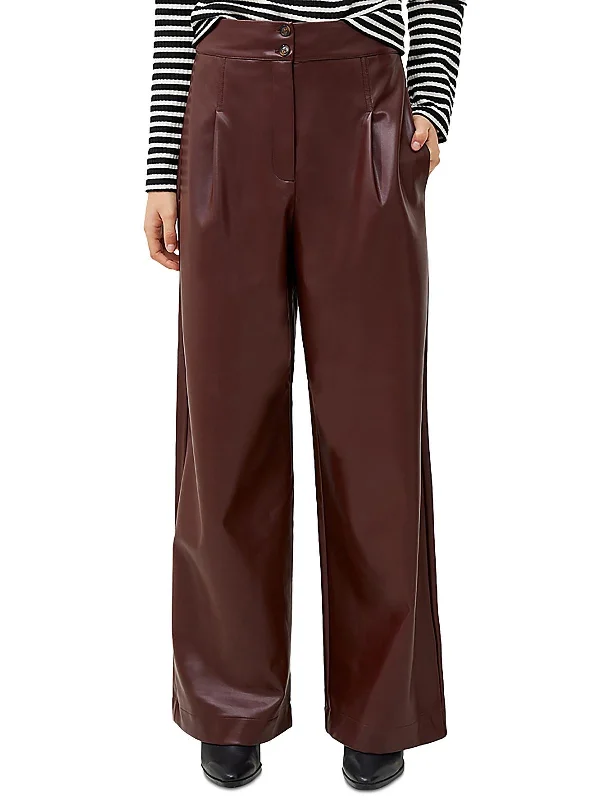 Lightweight jogger pants for women to runCrolenda Womens Faux Leather Pockets Wide Leg Pants