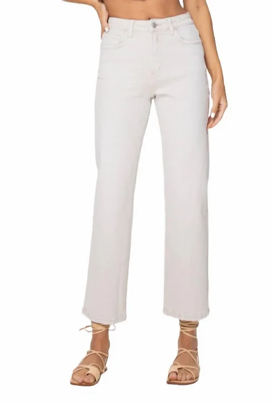 Polyester blend wide leg dress pants for women in a durable and formal styleCropped Denim Pants In Off White