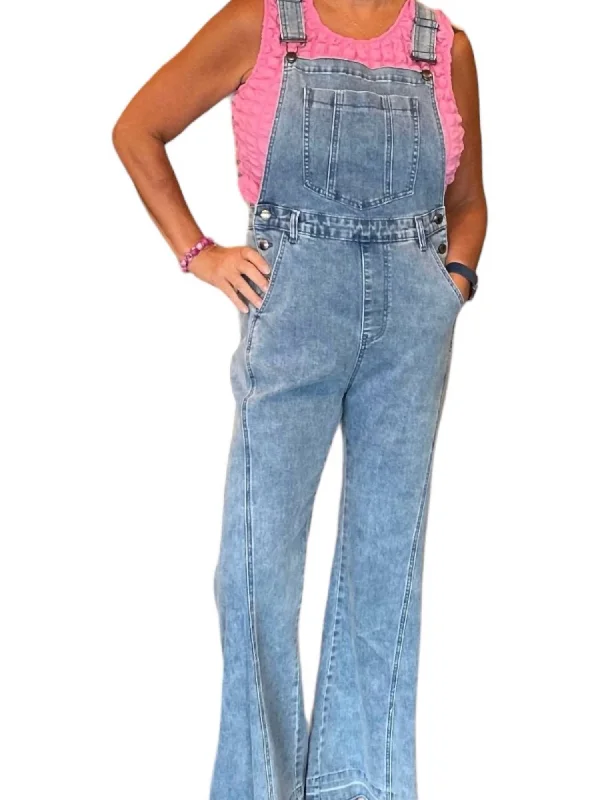 Striped wide leg pants for women in a bold fashion statementDenim Bell Bottom Overalls In Light Denim Striped wide leg pants for women in a bold fashion statementDenim Bell Bottom Overalls In Light Denim