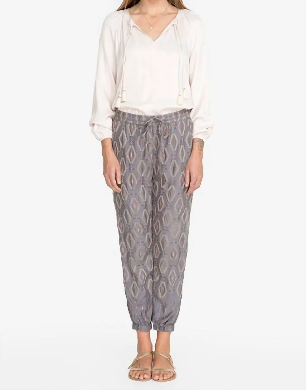 Embroidered denim wide leg pants for women in a unique and eye - catching styleDiamond All Over Embroidered Pant In Dusty Mountain Embroidered denim wide leg pants for women in a unique and eye - catching styleDiamond All Over Embroidered Pant In Dusty Mountain