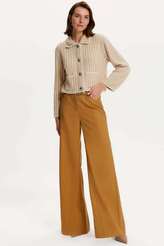 Floral embroidered pants for women in a delicate designFlare Gabardine Pants