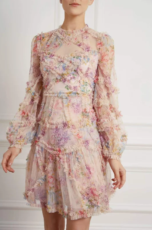Party Dresses with Satin Trimmed Collar and Bow Back and Embroidered Skirt and Sequined Bodice for Ladies' Classic and Glamorous LookFloral Diamond Ruffle Dress Party Dresses with Satin Trimmed Collar and Bow Back and Embroidered Skirt and Sequined Bodice for Ladies' Classic and Glamorous LookFloral Diamond Ruffle Dress