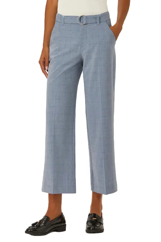 Cargo pants for women with multiple pocketsFranklin Wide Leg Cropped Pant In Blue Broken Plaid Cargo pants for women with multiple pocketsFranklin Wide Leg Cropped Pant In Blue Broken Plaid