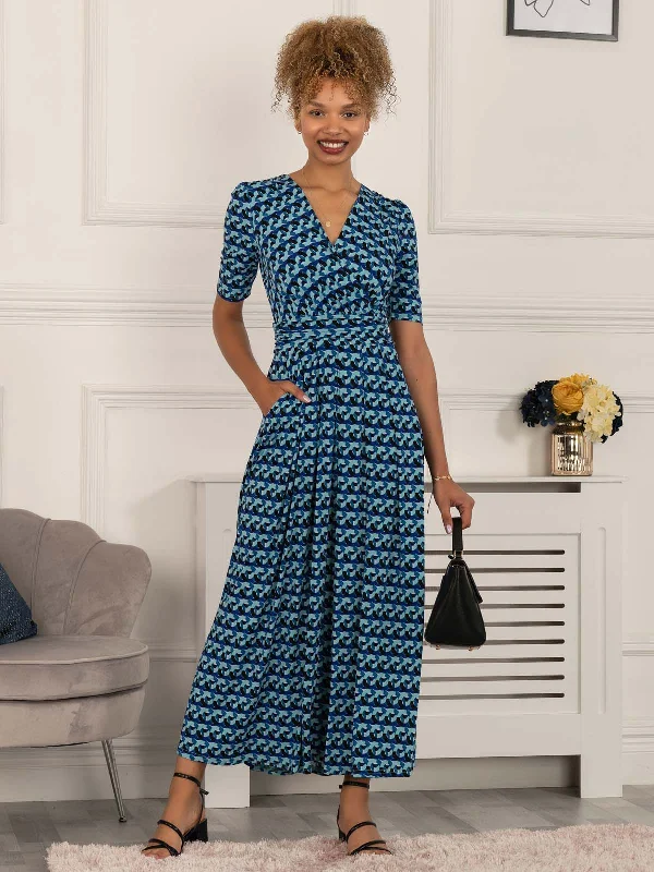 Satin Party Dresses with Floral Embroidery for Ladies' Romantic AppealGeorgia Geometric Jersey Maxi Dress, Blue Satin Party Dresses with Floral Embroidery for Ladies' Romantic AppealGeorgia Geometric Jersey Maxi Dress, Blue