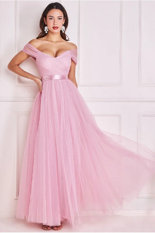 Party Dresses with Sequined Stripes and Sheer Back for Ladies' Bold and Sexy LookGoddiva Off The Shoulder Princess Maxi Dress - Blush Party Dresses with Sequined Stripes and Sheer Back for Ladies' Bold and Sexy LookGoddiva Off The Shoulder Princess Maxi Dress - Blush
