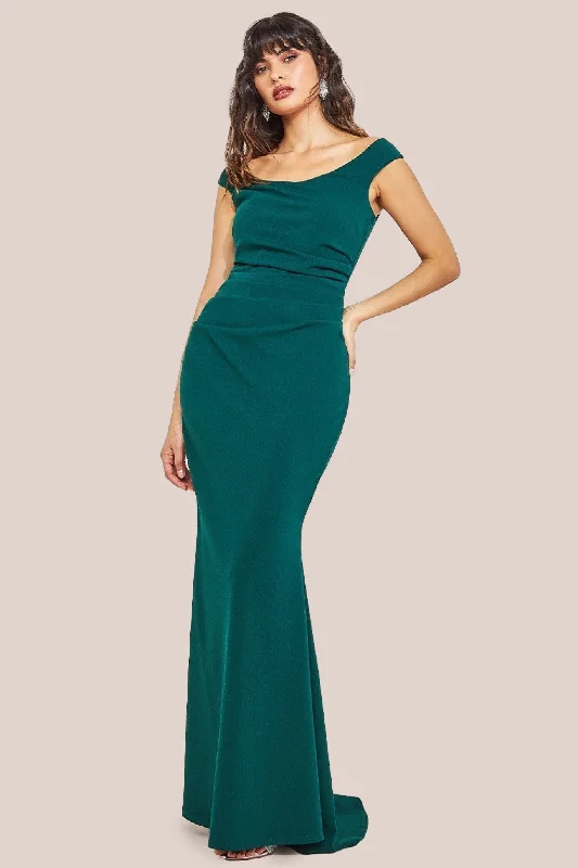 Beaded Party Dresses with Tulle Skirt for Ladies' Formal DancesGoddiva Off The Shoulder Scuba Maxi Dress - Emerald Green Beaded Party Dresses with Tulle Skirt for Ladies' Formal DancesGoddiva Off The Shoulder Scuba Maxi Dress - Emerald Green