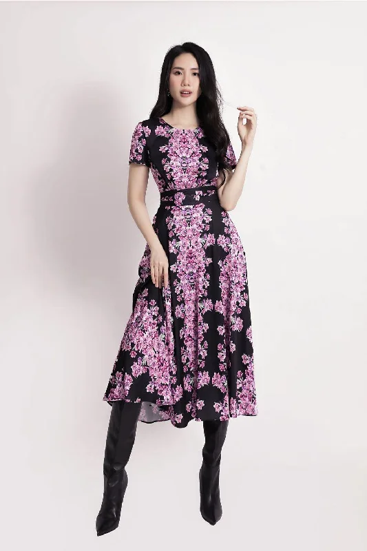 Empire Waist Party Dresses with Satin Sash for Ladies' Curvy Figure FlatteringHarry Round Neck Dress Empire Waist Party Dresses with Satin Sash for Ladies' Curvy Figure FlatteringHarry Round Neck Dress