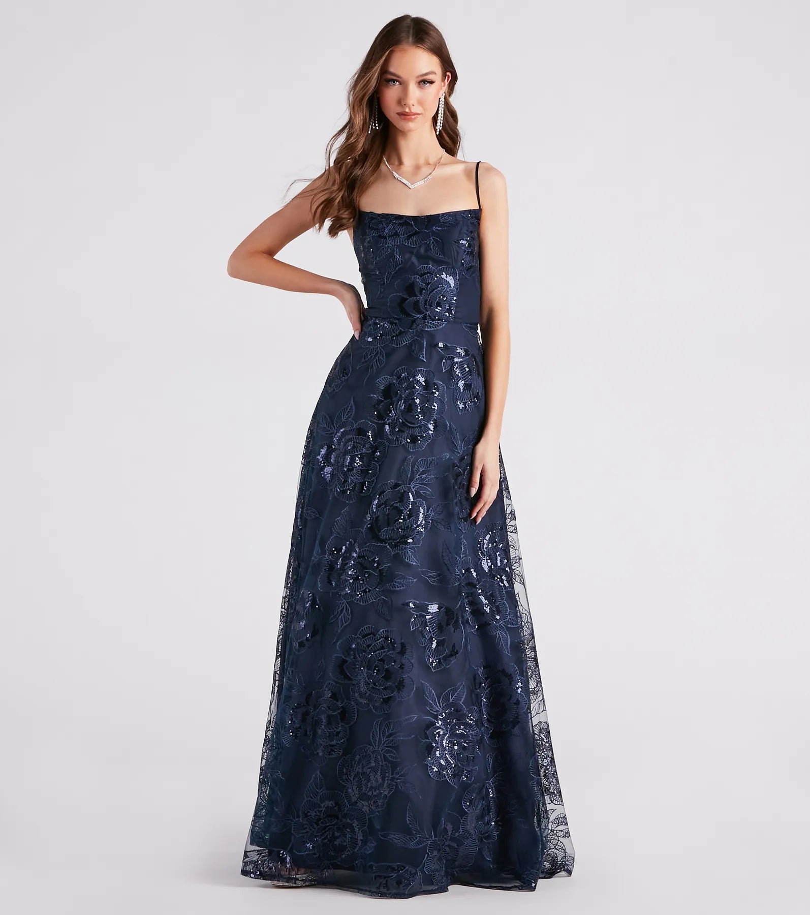 Party Dresses with Lace Insertions on the Skirt and Beaded Waistband and Ruffled Hem for Ladies' Feminine and Flirty LookHelga Sequin Embroidered A-Line Ball Gown Party Dresses with Lace Insertions on the Skirt and Beaded Waistband and Ruffled Hem for Ladies' Feminine and Flirty LookHelga Sequin Embroidered A-Line Ball Gown