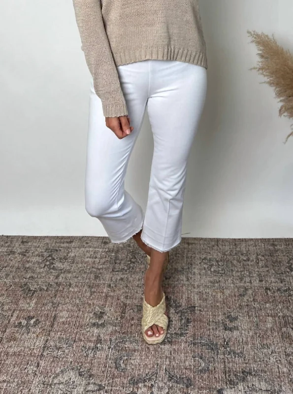 Elastic waistband lounge pants for women at homeHigh Rise Baby Bootcut Pants In White Elastic waistband lounge pants for women at homeHigh Rise Baby Bootcut Pants In White