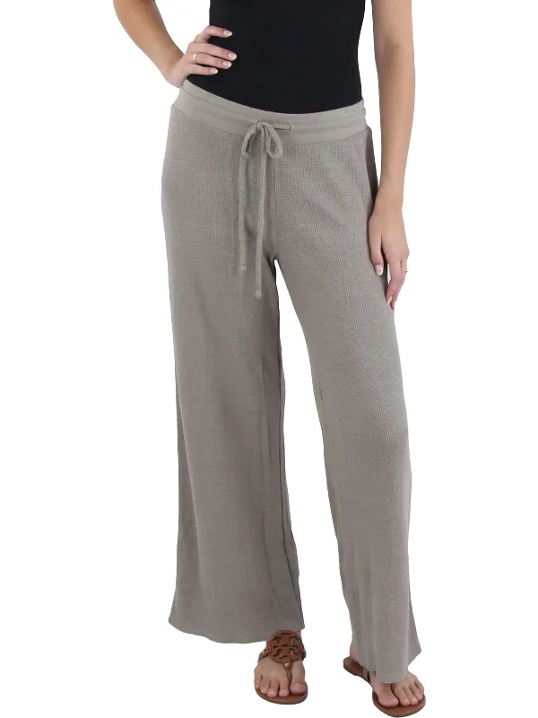 Pleated pants for women with a formal touchJaden Womens Waffle Thermal Straight Leg Pants