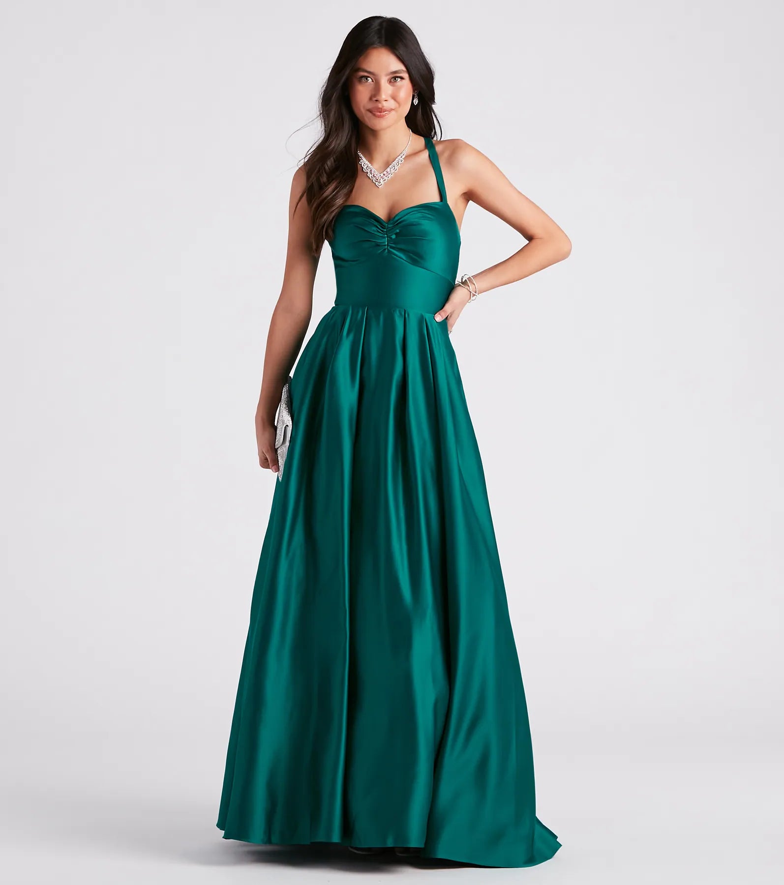 Metallic Party Dresses with Sequined Straps for Ladies' New Year's Eve PartiesJane Satin Lace-Up A-Line Ball Gown Metallic Party Dresses with Sequined Straps for Ladies' New Year's Eve PartiesJane Satin Lace-Up A-Line Ball Gown