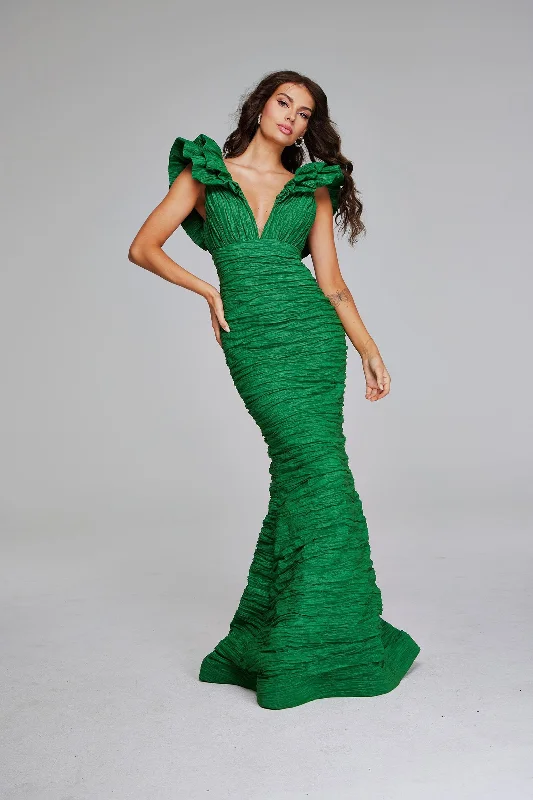 Party Dresses with Ruffled Sleeves and High Neck for Ladies' Dramatic and Elegant LookJovani 40044 Party Dresses with Ruffled Sleeves and High Neck for Ladies' Dramatic and Elegant LookJovani 40044