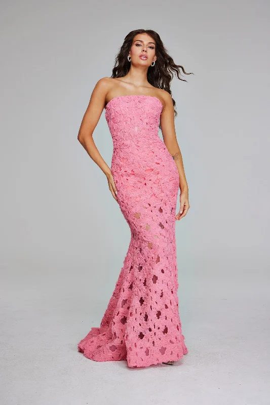 Party Dresses with Lace Insertions on the Skirt and Beaded Waistband for Ladies' Feminine and Glamorous LookJovani 40744 Party Dresses with Lace Insertions on the Skirt and Beaded Waistband for Ladies' Feminine and Glamorous LookJovani 40744