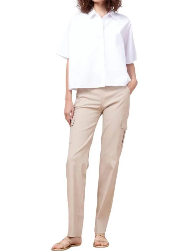 Wide leg cotton pants for women in summer comfortKool Signature Pants In Khaki