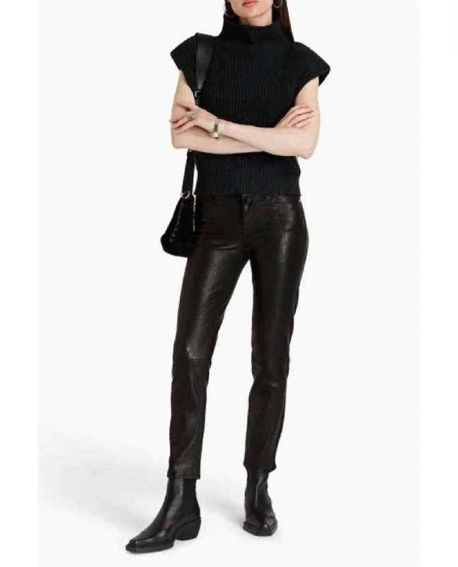 Striped cigarette pants for women in a modern and sleek lookLe High Leather Pants In Noir Striped cigarette pants for women in a modern and sleek lookLe High Leather Pants In Noir