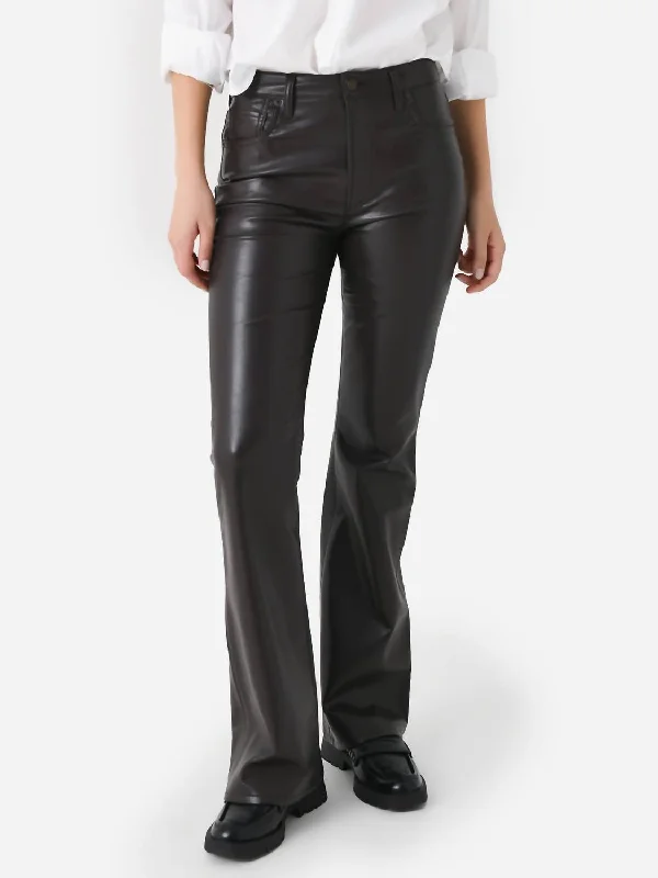 Drawstring jogger pants for women in a casual sporty lookLilah High Rise Recycled Leather Bootcut Pant In Chocolate Torte Drawstring jogger pants for women in a casual sporty lookLilah High Rise Recycled Leather Bootcut Pant In Chocolate Torte