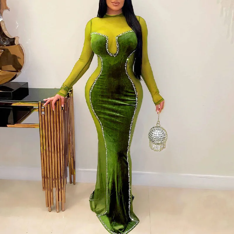 Tube Party Dresses with Sequined Belt for Ladies' Simple and Chic StyleMALYBGG Rhinestone Bodycon Long Sleeve Net Dress 7353LY Tube Party Dresses with Sequined Belt for Ladies' Simple and Chic StyleMALYBGG Rhinestone Bodycon Long Sleeve Net Dress 7353LY