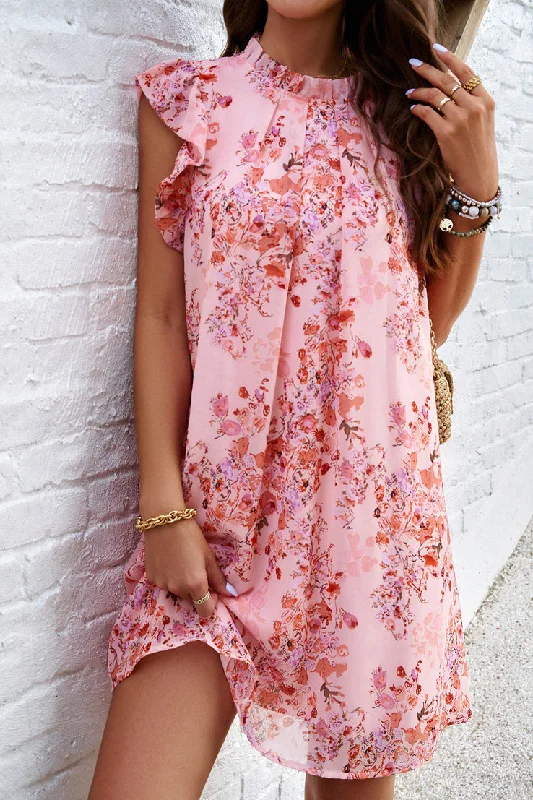 Sleeveless Chiffon Party Dresses with Slit for Ladies' Cocktail PartiesMariah Pink Floral Chiffon Dress Sleeveless Chiffon Party Dresses with Slit for Ladies' Cocktail PartiesMariah Pink Floral Chiffon Dress