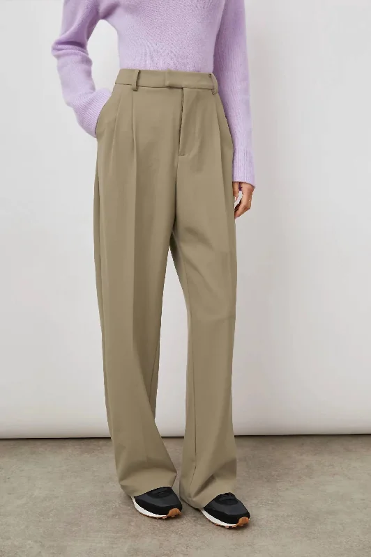 Trousers with decorative buttons for women in a stylish detailMarnie Pant In Almond Trousers with decorative buttons for women in a stylish detailMarnie Pant In Almond
