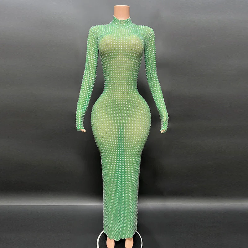 Backless Party Dresses with Rhinestone Embellishments for Ladies' Sexy LookNOVANCE evening dresses 2023 shiny diamonds high neck glittering sexy green dresses women lady elegant prom gown for banquet Backless Party Dresses with Rhinestone Embellishments for Ladies' Sexy LookNOVANCE evening dresses 2023 shiny diamonds high neck glittering sexy green dresses women lady elegant prom gown for banquet