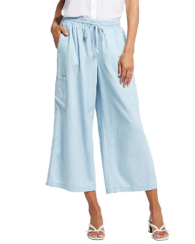 High waisted wide leg pants for women in summerNYDJ Whitney Ocean Front Cargo Pant