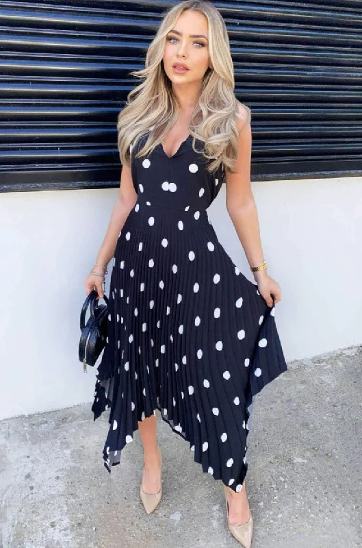 Party Dresses with Sequined Geometric Shapes and Lace and Chiffon Blend for Ladies' Modern and Feminine LookOrlena Black Polka Dot Dress Party Dresses with Sequined Geometric Shapes and Lace and Chiffon Blend for Ladies' Modern and Feminine LookOrlena Black Polka Dot Dress