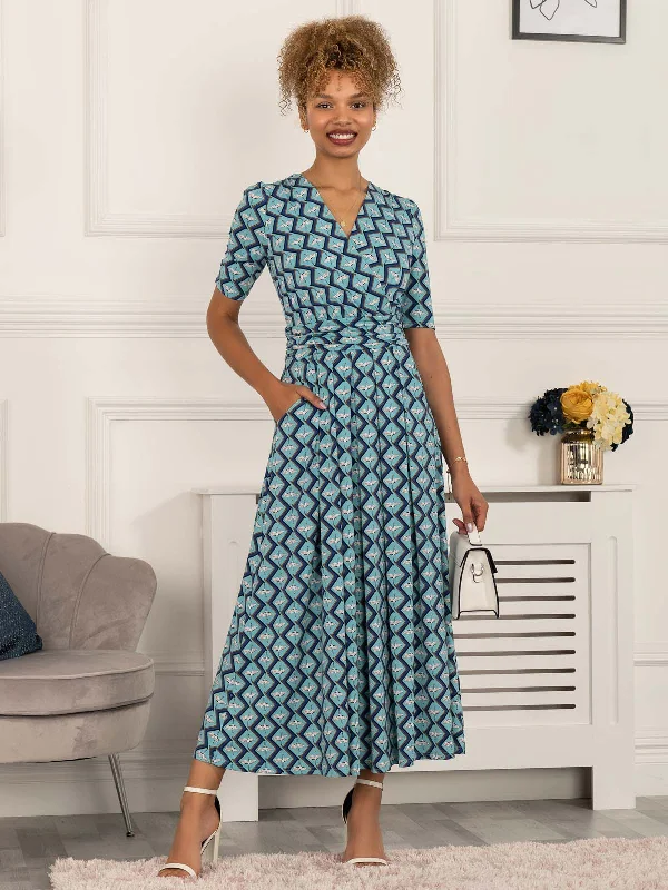 Party Dresses with Pleated Tulle Skirt and Sequined Geometric Shapes and Lace Overlay for Ladies' Princess and Feminine LookPaislyn Pleat Jersey Maxi Dress, Green Geo Party Dresses with Pleated Tulle Skirt and Sequined Geometric Shapes and Lace Overlay for Ladies' Princess and Feminine LookPaislyn Pleat Jersey Maxi Dress, Green Geo