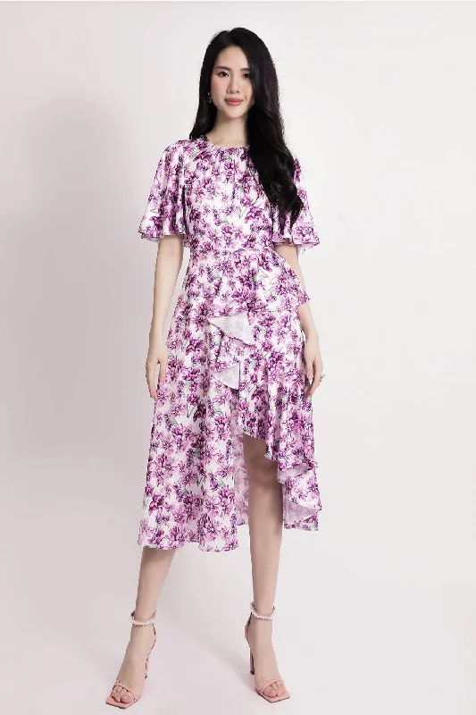 Party Dresses with Rhinestone Embellishments and Sheer Sleeves for Ladies' Luxurious and Alluring LookPayne Side Ruffle Dress Party Dresses with Rhinestone Embellishments and Sheer Sleeves for Ladies' Luxurious and Alluring LookPayne Side Ruffle Dress