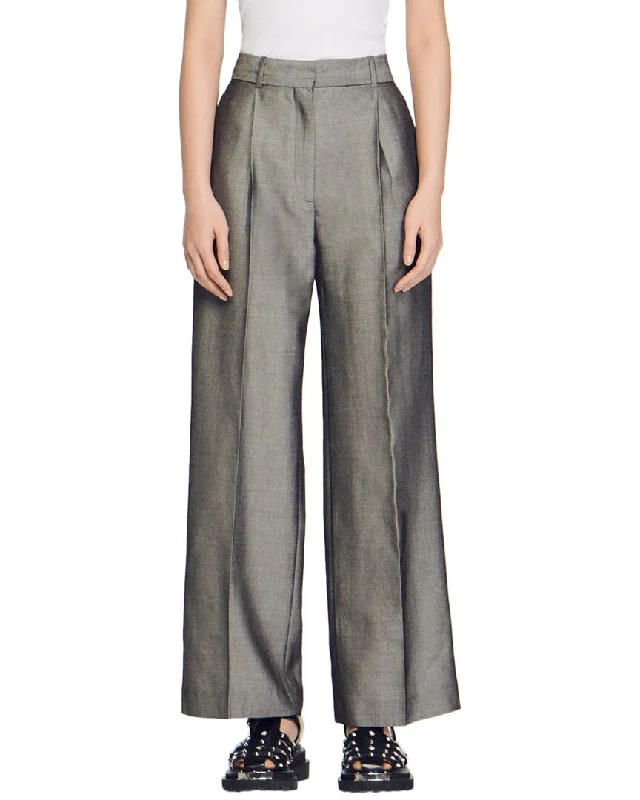 Ripped jeans for women in a punk styleSandro Quentin Wool-Blend Pant