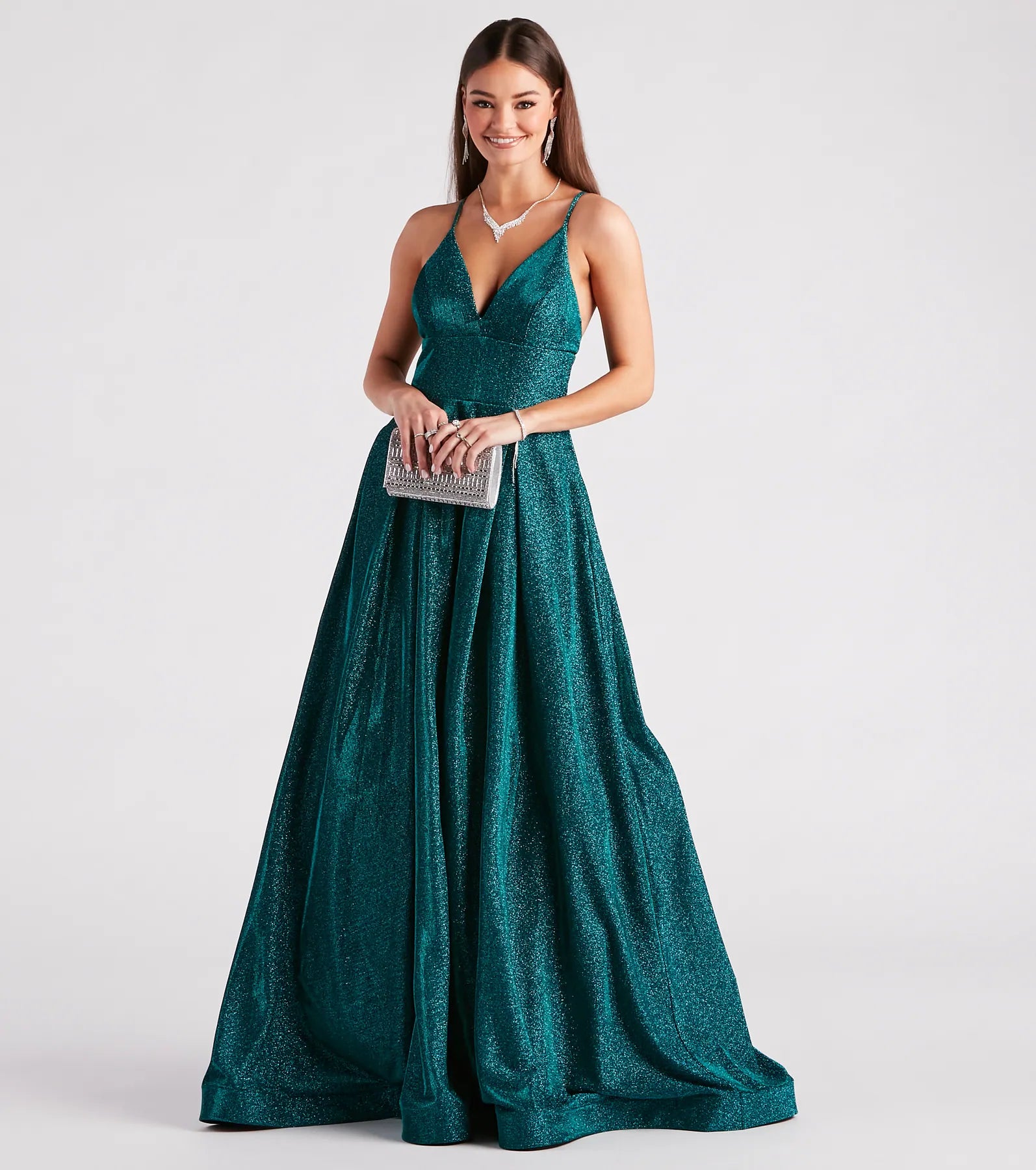 Party Dresses with Sequined Hearts and Ruffled Hem and Satin and Lace Combo for Ladies' Romantic and Feminine LookKiara Glitter A-Line Ball Gown Party Dresses with Sequined Hearts and Ruffled Hem and Satin and Lace Combo for Ladies' Romantic and Feminine LookKiara Glitter A-Line Ball Gown