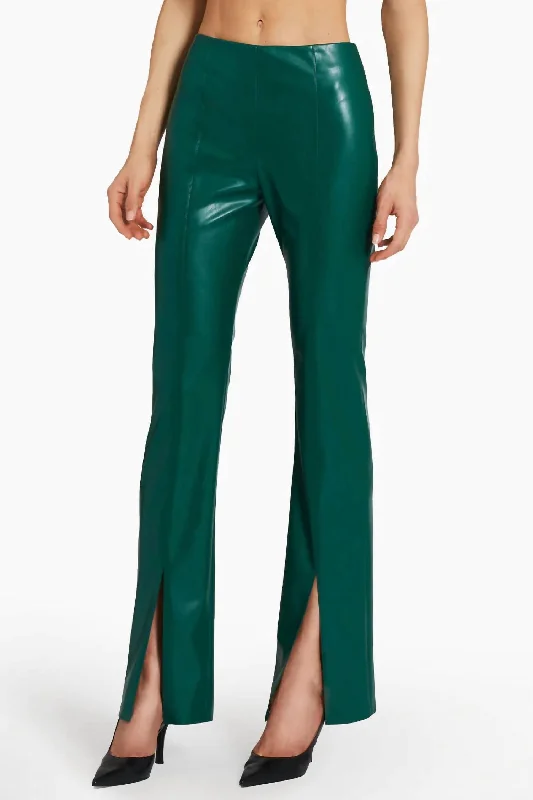 Recycled nylon pants for women in an eco - friendly sporty optionTavira Faux Leather Pant In Green Recycled nylon pants for women in an eco - friendly sporty optionTavira Faux Leather Pant In Green