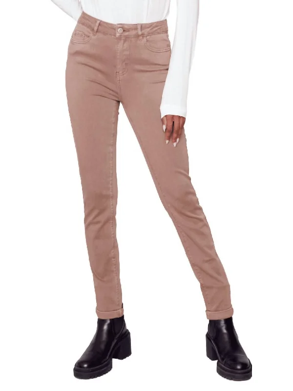 Ankle pants with zippers for women in a convenient designTwill Cuff Pant In Truffle