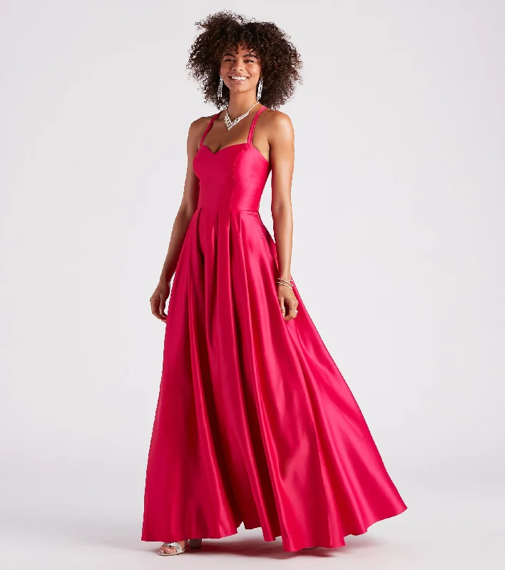 Chiffon Party Dresses with Embroidered Cuffs for Ladies' Elegant TouchViviane Satin Sweetheart Lace-Up Ball Gown Chiffon Party Dresses with Embroidered Cuffs for Ladies' Elegant TouchViviane Satin Sweetheart Lace-Up Ball Gown