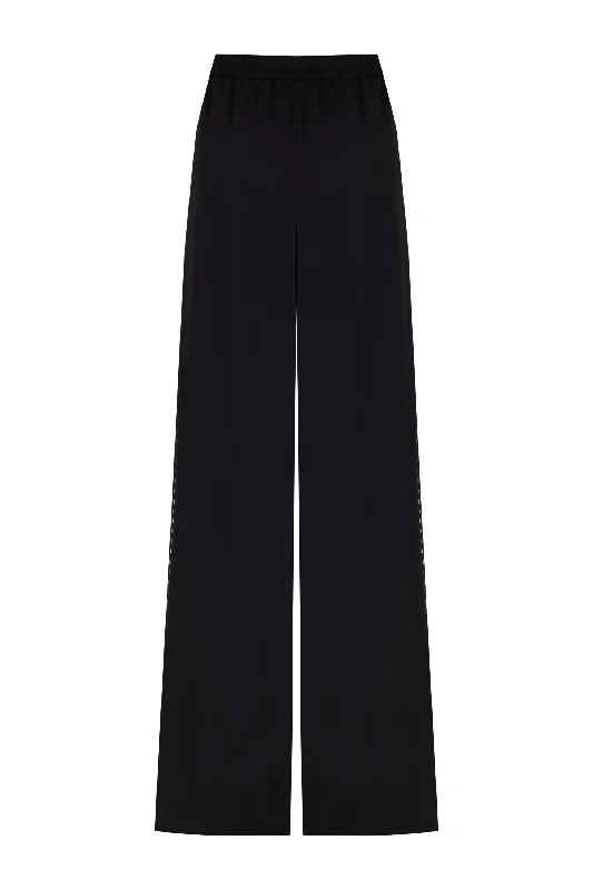 High rise cigarette pants for women in autumnWide-Leg Crepe Satin Pants