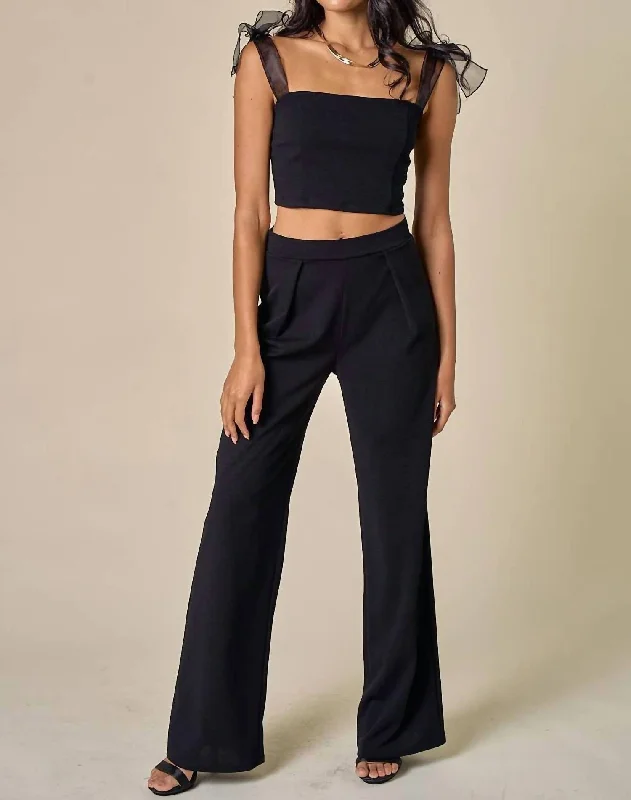 Sequined wide leg pants for women at clubWide Leg Pants In Black