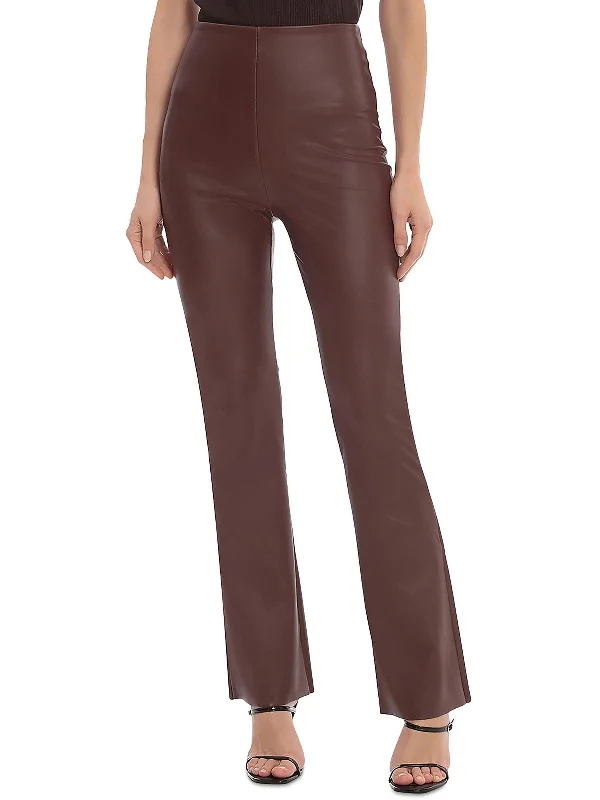 Metallic pants for women to shineWomens Faux Leather Flare Leggings