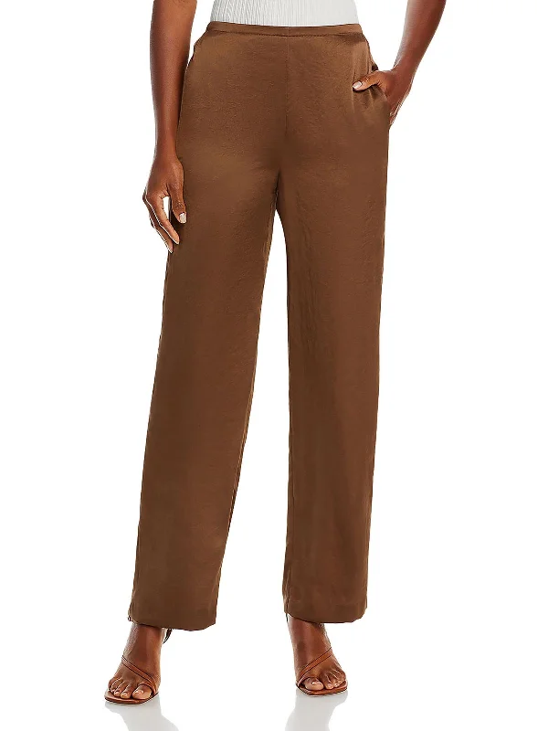 Patchwork pants for women in a unique designWomens Satin Wide Leg Straight Leg Pants