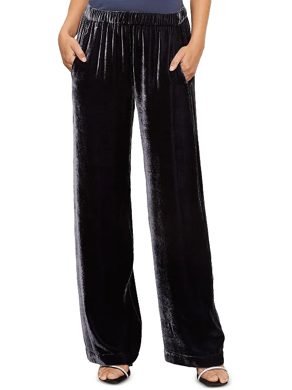 Sheer panel pants for women with a sexy touchWomens Velvet Wide Leg Dress Pants
