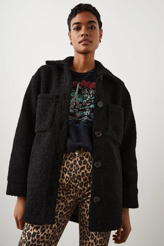 Shearling - lined jackets for added warmth and luxuryCONNIE SHIRT JACKET - BLACK TEDDY Shearling - lined jackets for added warmth and luxuryCONNIE SHIRT JACKET - BLACK TEDDY