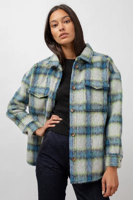 Corduroy jackets in a rich, autumnal color for a rustic feelTURNER SHIRT JACKET - COBALT LIME SMOKE Corduroy jackets in a rich, autumnal color for a rustic feelTURNER SHIRT JACKET - COBALT LIME SMOKE