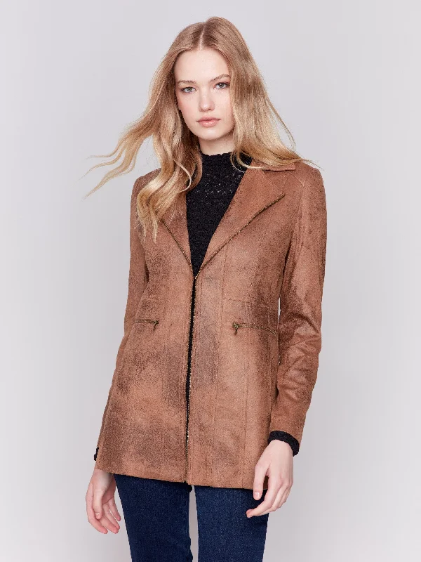 Short leather jackets with a collar for a classic and timeless styleLong Vintage Faux Suede Jacket - Truffle Short leather jackets with a collar for a classic and timeless styleLong Vintage Faux Suede Jacket - Truffle
